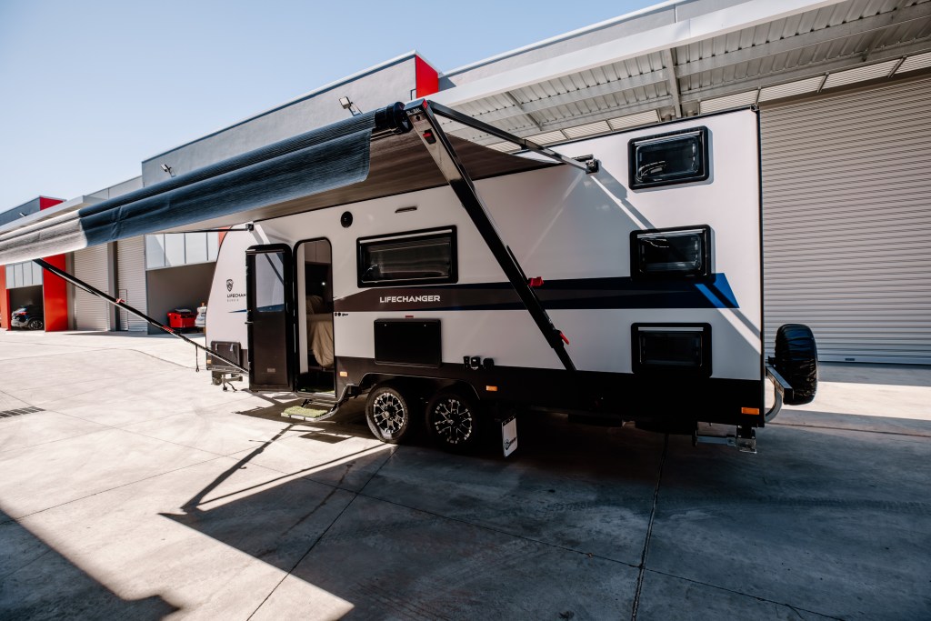 Family caravan hire with integrated dining area